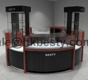 round luxury jewelry display kiosk shopping mall showcase