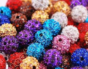 Alloy Rhinestone Shamballa Beads