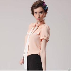 Stylish Style Chiffon Solid Color Shirts Pink Blue