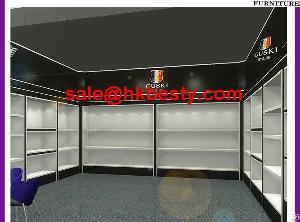 Modern Style Wooden Bag Display Shop Shelves Furniture With High Power Led Lights