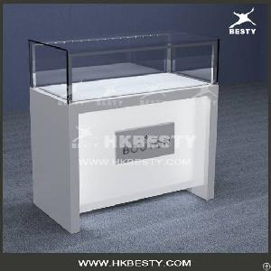 Retail Jewelry Shop Counter / White Watch Cabinet Of Luxury / Glass Wood Cabinet