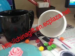 shining rhinestone decor ear shaped handle ceramic coffee cup mug