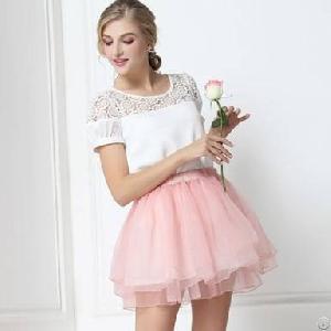 All Match Irregular Bubble Skirt Pink