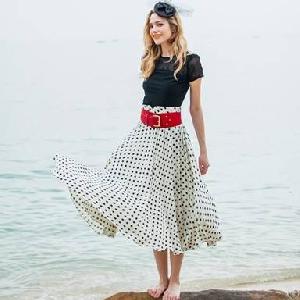 Elegant Dots High Quality Long Skirt