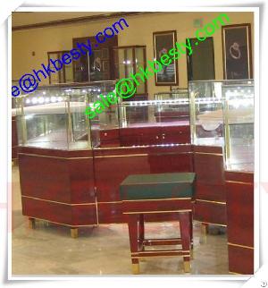 Red Cherry Wood Luxury Display Showcase With High Bright Led Lights