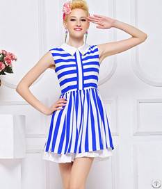 Stripe Sleeveless Chiffon Empire Line Dresses