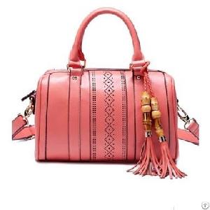 Stylish Pattern Strap Embellished Tassel Bag Peach Pink