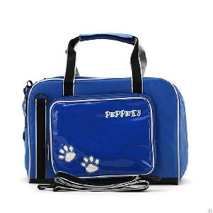 Blue Brish Pu Pet Carrier Dog Bag