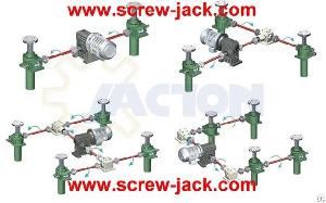 Electric Motor Table Jack Screws, Motor Drive Synchronized Two Worm Gear Jacks Hoist Up To 18 Tons