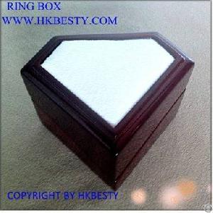 Luxury Cherry Wood Diamond Ring Display Boxes