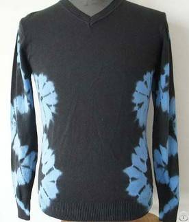 2013 Spring Trendy Cotton V-neck Tie-dye Men Sweater Pullover