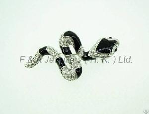 Brooch, Clear Crystal Black Lacquer, Rhodium Plated, Dbh00857