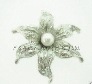 Brooch, Clear Crystal Clear White Pearls, Rhodium Plated, Dbh00756