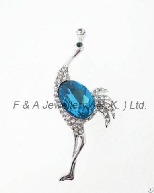 Fashion Brooch, Clear Blue Crystal, Rhodium Plated, Dbh00766