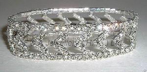 Ke1179, Stretchy Bracelet, Clear Crystals, Silver