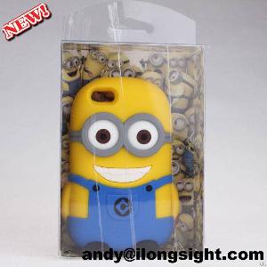 Hot Newest 3d Despicable Me Minions Silicone Soft Case Cover For Iphone 4s