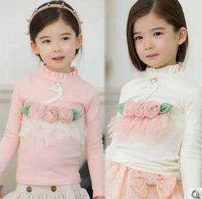 Sell Children Beauty Swan T Shirt, Girl Long Sleeve Tee For Wholesale, 5pcs / Lot