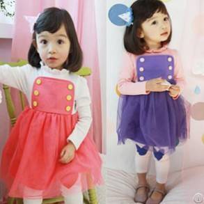Sell Girl Six Buttons One Piece Dress, Children Beauty Lace Dress, 5pcs / Lot