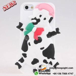 iphone 5 fashion 3d animal dariy cow soft silicone case