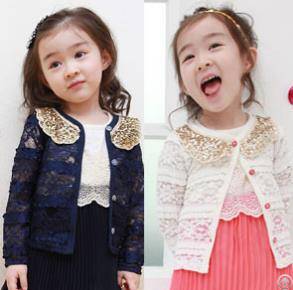 girl lace cardigan tops wholesale 5pcs