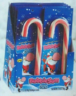 Christmas Cane Shaped Bubble Candy With Individual Packing