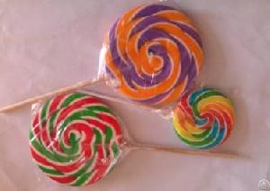 fruit flavor swirl flat rainbow lollipop