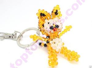 Crystal 3d Beaded Garfield Keychain Cartoon Bag Ornament
