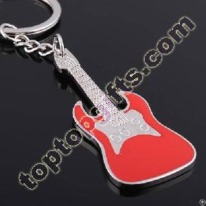 Metal Enamel Keychain Custom Guitar Key Ring