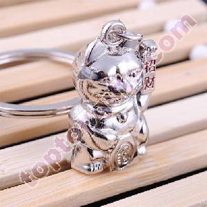 Metal Lucky Cat Keychain Hot Business Gift