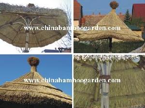 bamboo umbrella thatch reed grass stick roof