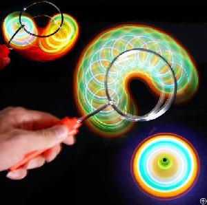 Wholesale Custom Led Light Up Flashing Magnetic Gyro Wheel Toy Rail Orbit Yoyo Spinning Top Rainbow