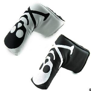 Pu Leather Skull Golf Putter Covers Black, White