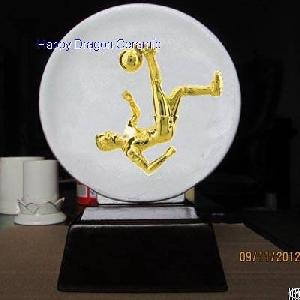 Ceramic Soccer Trophy Plaques, Sports Trophies