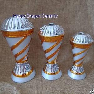 Golden Stripe Ceramic Trophy Risers, Trophy Stems