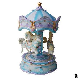 rotating carousel merry round music box voice controlling colorful shine led