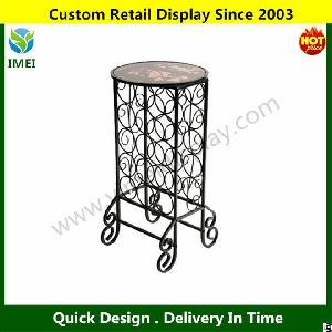 Glass Iron Metal Wine Rack Table Hold 15 Bottles Ym5-873
