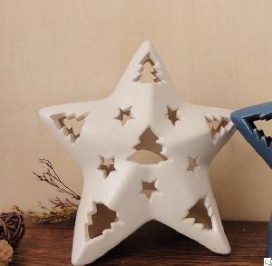 star ceramic tea light candle holders cutout stand