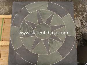 Green / Black Honed Slate Circle Patio Paving Kits From Slateofchina
