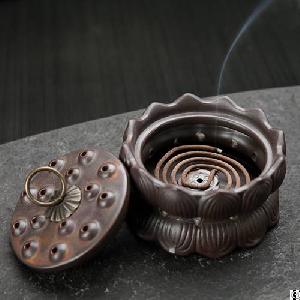 Ceramic Lotus Incense Burner Aromatherapy Sandalwood Furnace Censer Home Decor