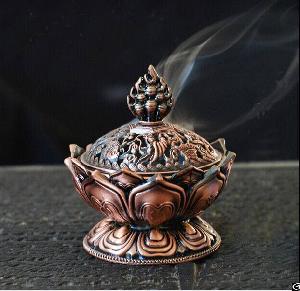 Tibetan Lotus Incense Burner 7.8 7.2 6.0cm Alloy Bronze Mini Incense Burner Incensory Metal Craft
