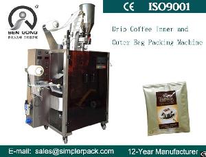 Ultrasonic Colombia Medellin Drip Coffee Bag Packing Machine With Outer Envelope