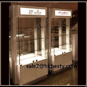 Jewelry / Watches Display Wall Canbiet Shelf With Lcd And Tempered Glasses