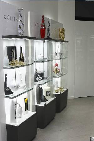 White Gloss Paint Glass Jewelry And Accessory Showcase Wall Display Cabinet