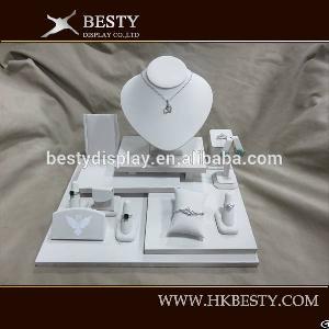 White Leather Jewelry Display Set