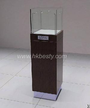 Wooden Jewelry Shop Display Tower With Logo