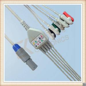 Biosys 6 Pin One Piece Ecg Cable, Cable 5 Leads, Grabber, Aha