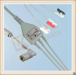 Colin 6 Pin One Piece Ecg Cable, Cable 3 Leads, Grabber, Aha