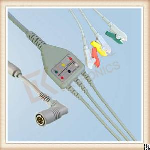 Colin 6 Pin One Piece Ecg Cable, Cable 3 Leads, Grabber, Iec