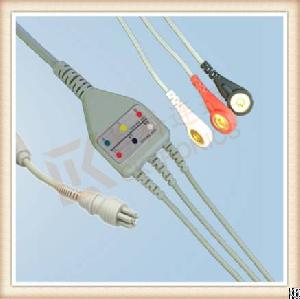 Colin 6 Pin One Piece Ecg Cable Female, Cable 3 Leads, Snap, Aha