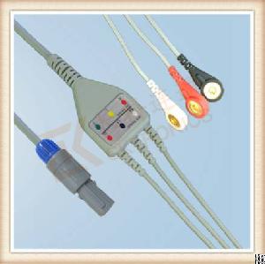 Creative 6 Pin One Piece Ecg Cable, Cable 3 Leads, Snap, Aha